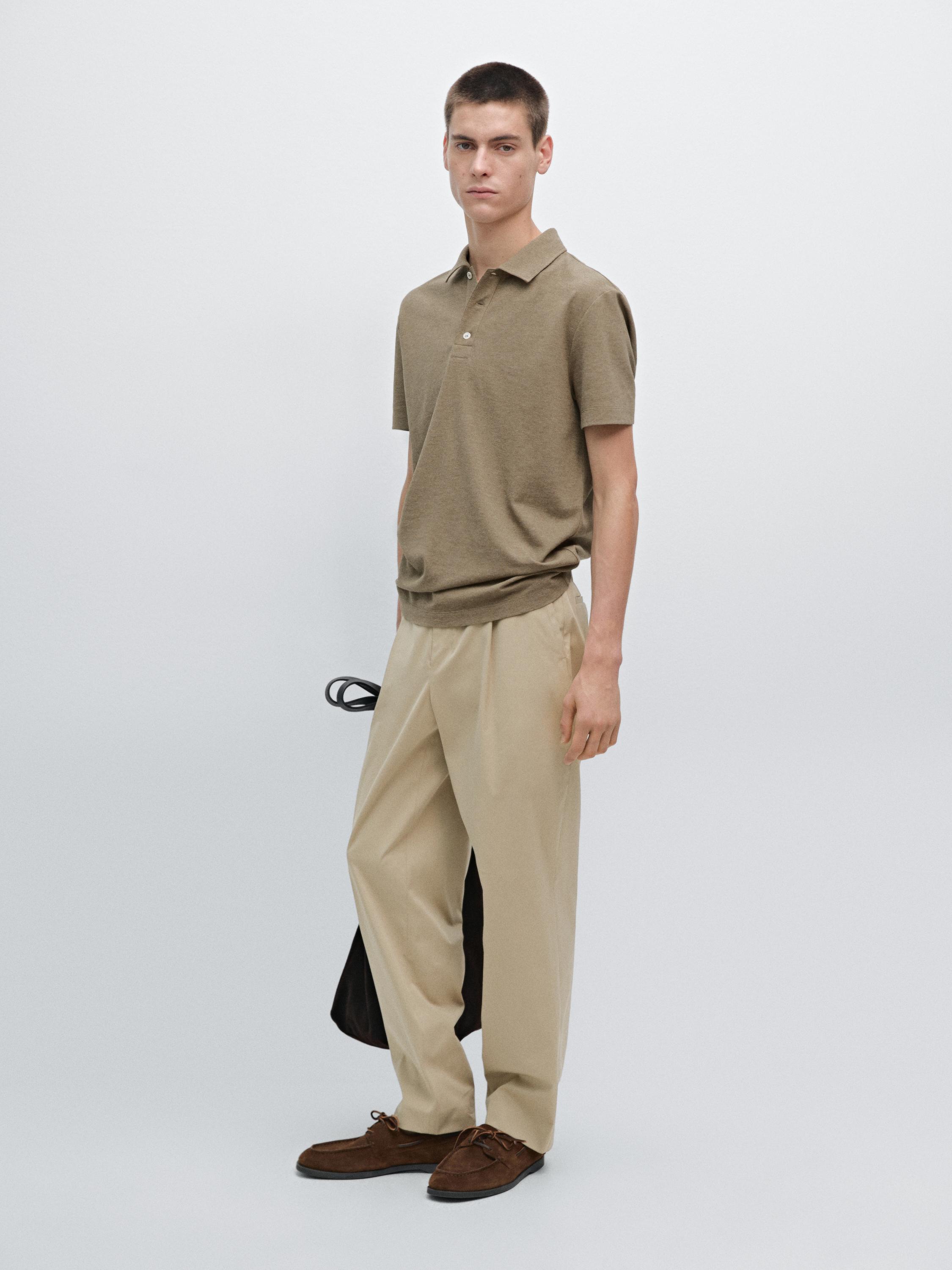 100% cotton melange short sleeve polo shirt